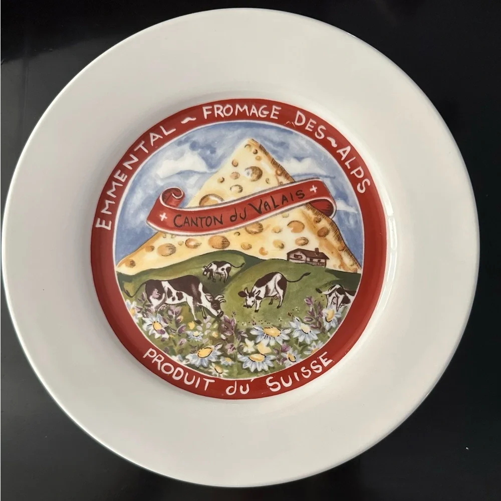 Restoration Hardware Emmental Cheese Plate with Red and White Accents